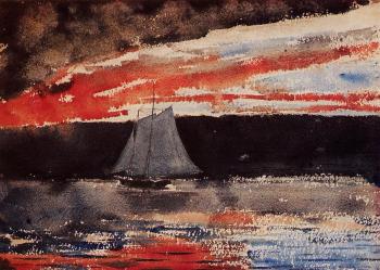 Winslow Homer : Schooner at Sunset